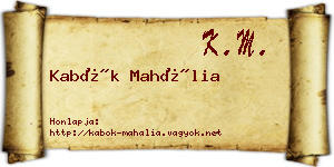 Kabók Mahália névjegykártya